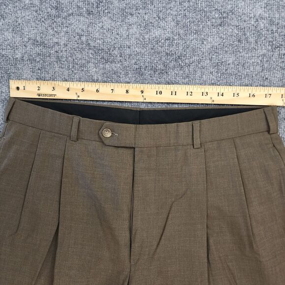 Brooks Brothers Pants Mens 36R (35x30) Brown 100% Wool Pleated Brooksease Casual - Picture 5 of 16